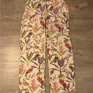 Multicolor tropical bird pants